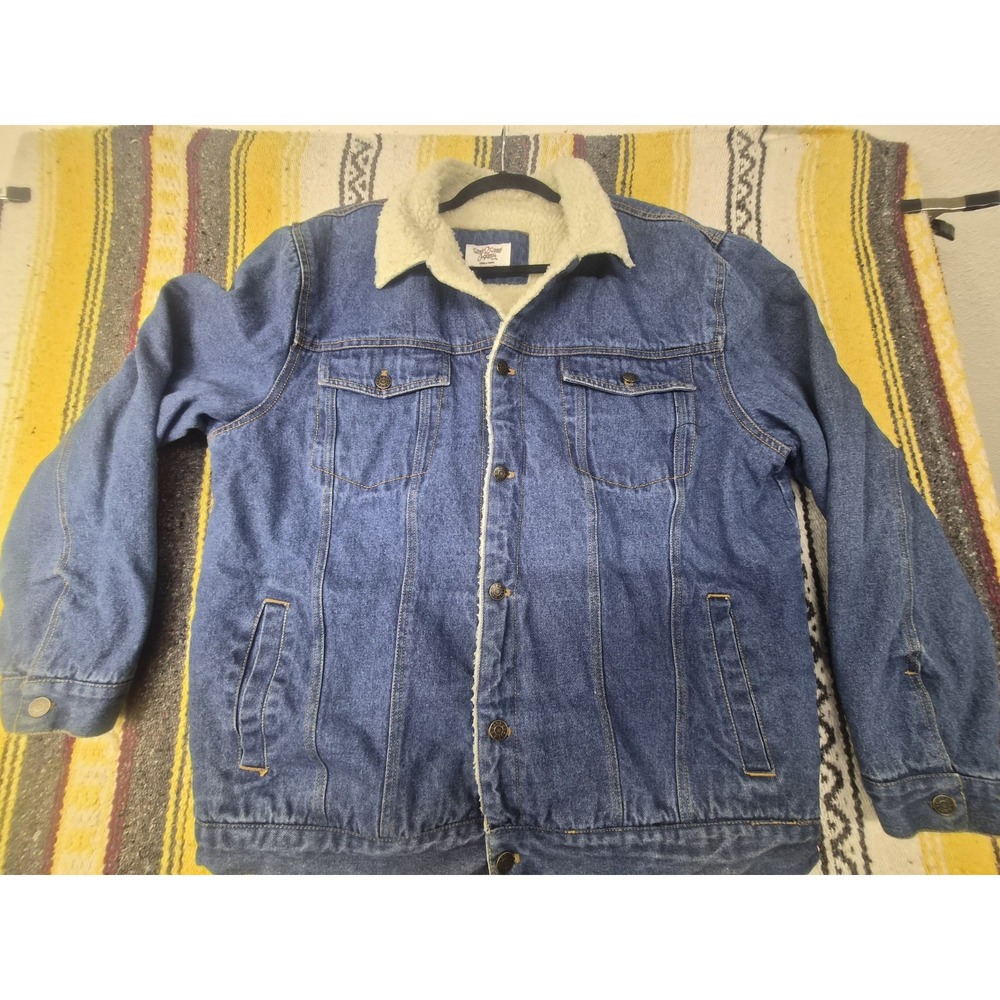 Coast 2 Coast Blue Denim Jacket with Cream Sherpa Lining size XL